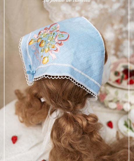 la poésie de camélia いちご 刺繍ロリィタ 刺繍ベルト・三角巾・ヘアバンド[LO474]