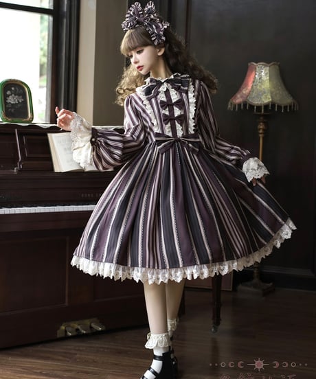Bramble Rose / Stripes Story ロリィタ ワンピース full set [LO929]