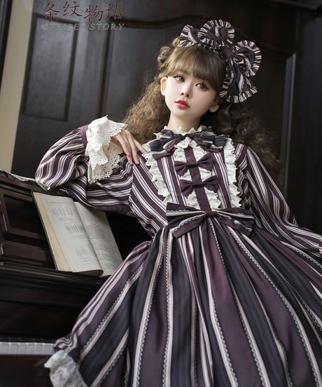 Bramble Rose / Stripes Story ロリィタ ワンピース full set [LO929]