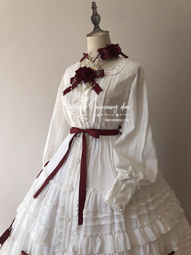【美品】薔薇のお茶会ワンピース/ロリィタ/半袖/リボン 薔薇のお茶会ワンピース ロリィタ ワンピース 生成 リボン 薔薇