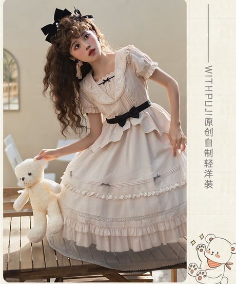 with PUJI Letter and Poetry シリーズ ガラス窓  ゴシック＆ロリィタ  ドレス セット [LO485]