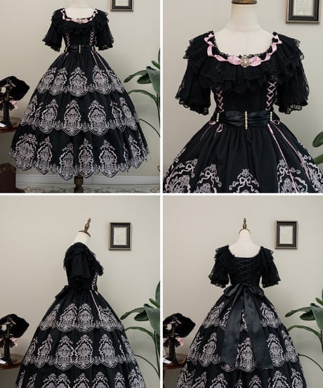 Miss Point / ミスポイントの花園 刺繍段々ワンピース [LO1473]