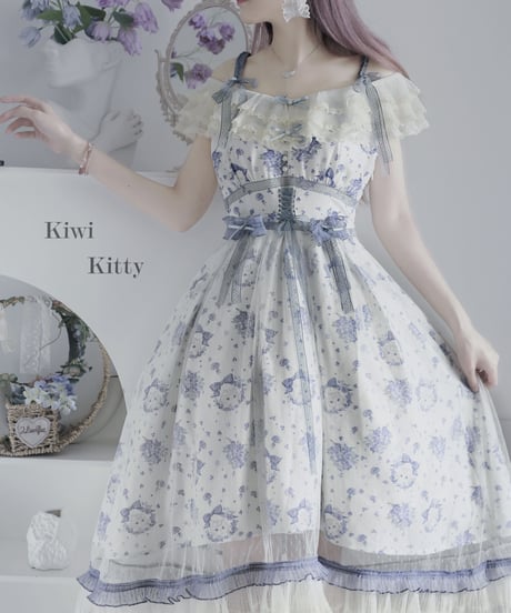 Kiwi Kitty 勿忘草と猫 JSK＋花丸＋帽子セット [LO550]