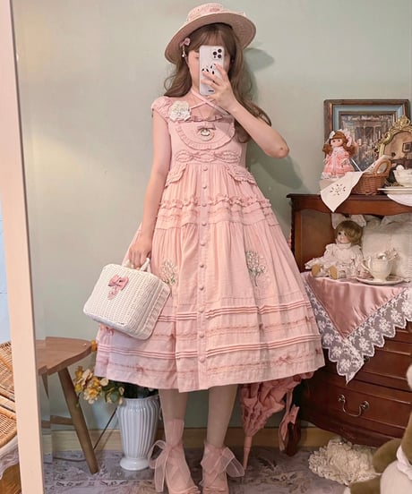 Rose Bloomジャンパースカート＋カチューシャセット ピンク Rose Bloomジャンパースカート＋カチューシャセット ピンク