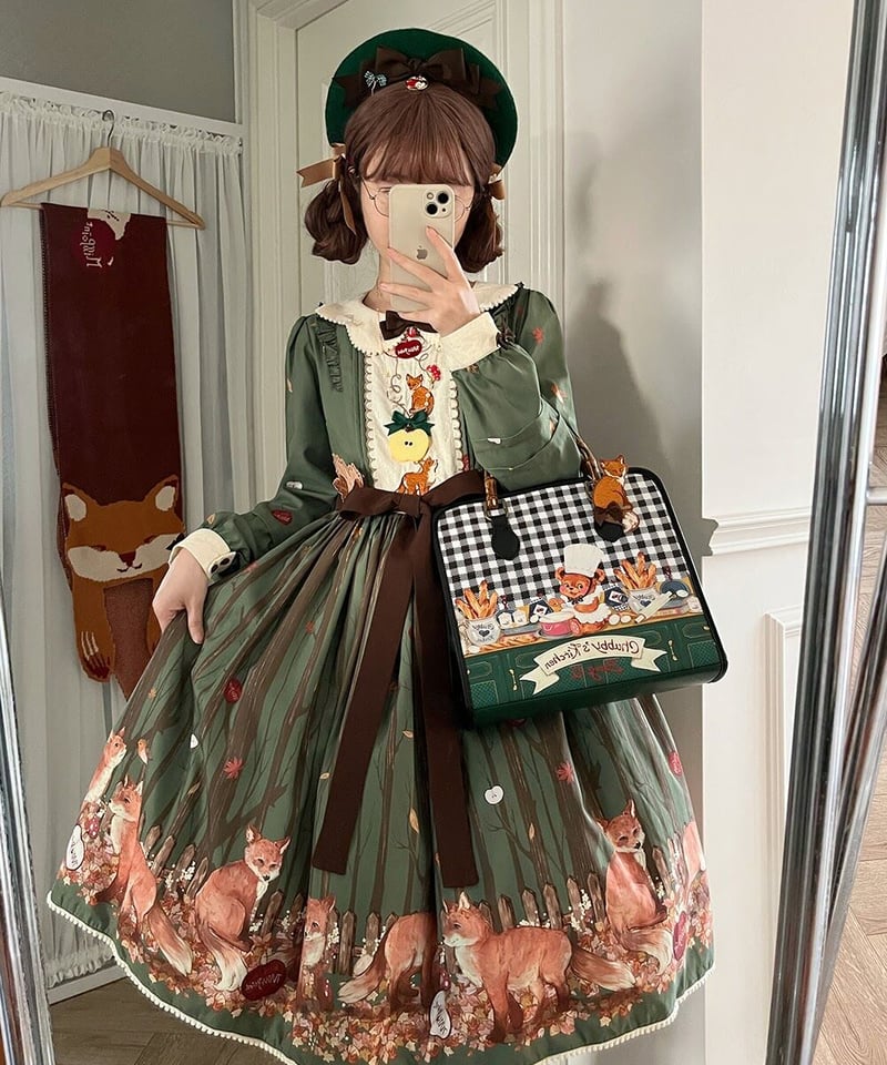 Miss Point 森のきつね ロリィタドレス 胸元刺繍 ワンピース Miss Point 森のきつね ロリィタドレス 胸元刺繍 ワンピース