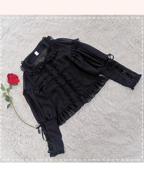 櫻田小鹿 S～5XL ロングカフス ロリィタブラウス フリル ドールカラー [LO205]