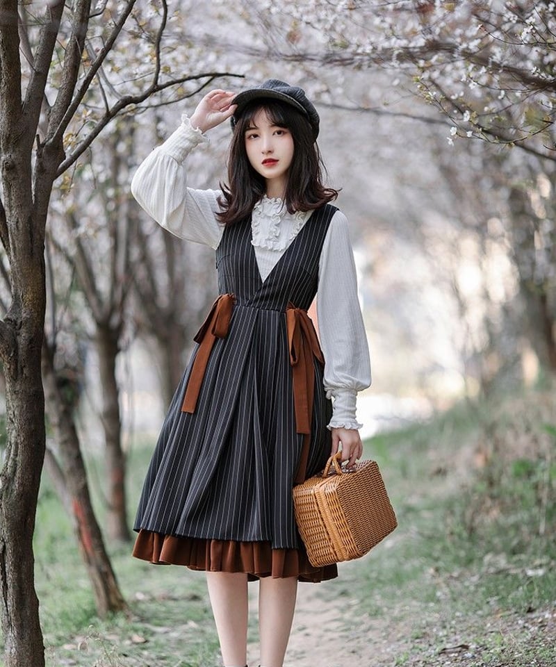 5L　ロリィタ ワンピースとブラウスのセット 楽天市場】当日発送 即納 DW053WH ゴスロリ 肩開きテールカット