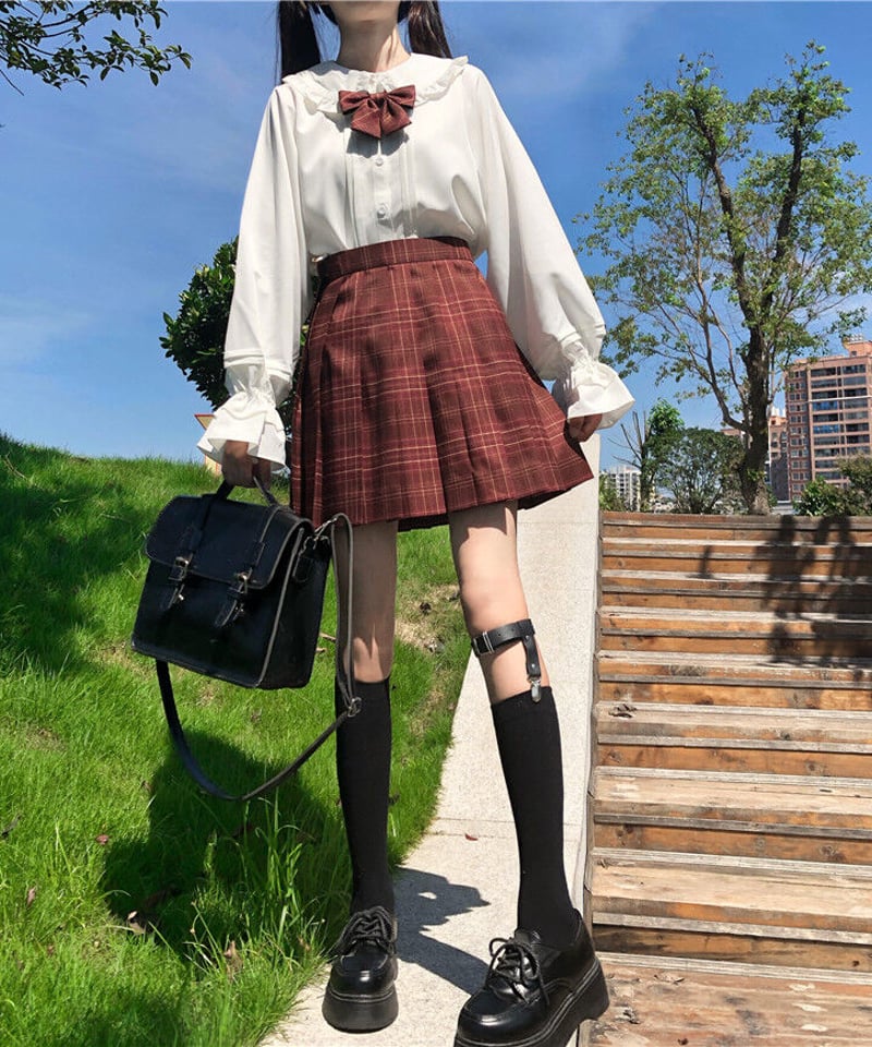 ホワイト フリルドールカラー 長袖キャンディスリーブ ロリィタ