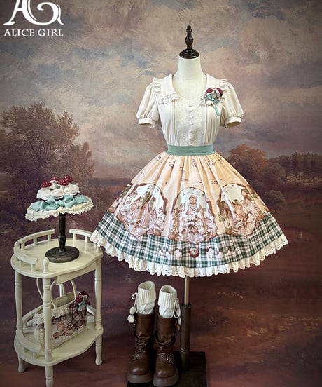 Alice Girl  / 森の中の農場 バイエルン風 ロリィタ レースV字ウエストスカート [LO976]