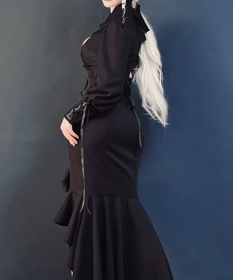 VantablackStudio / 幽霊蜘蛛・蜘蛛夫人 ゴシック フィッシュテイルスカート、ジャケットセット [LO979]