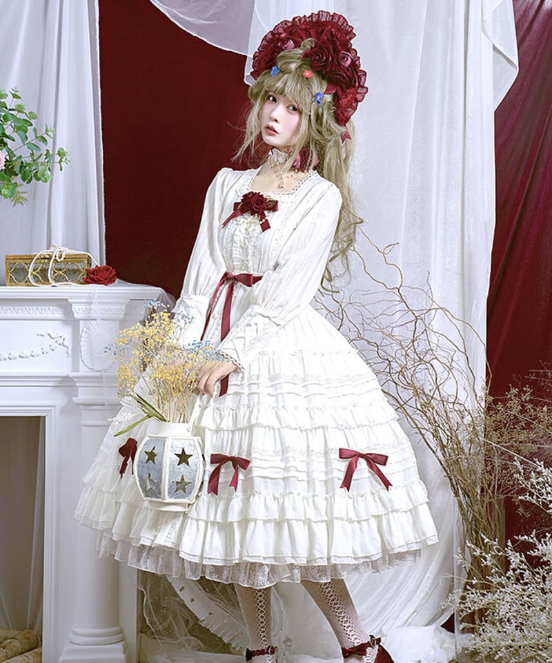 【かなん】ロリィタJSK ブラウス ボンネット　懐古　ブラック 甘ロリ ゴスロリ・ロリータドレス ピンク・黒 JSK ボンネット付き 甘
