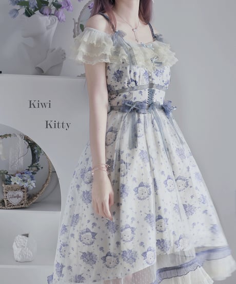 Kiwi Kitty 勿忘草と猫 JSK＋花丸＋帽子セット [LO550]