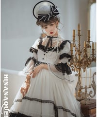 HinanaQueena ワルツ ホワイト ロリィタドレス ワンピース+帽子 XL [LO230]