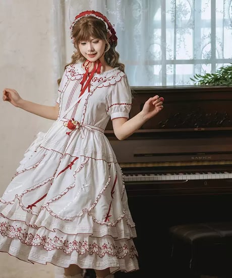 Miss Point 四季の果樹園 ロリィタドレス ストライプ花びらヘム日常ワンピース  [LO1611]