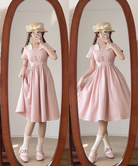 Forest Wardrobe /  悠久の森 ストライプワンピース、ペチコート [LO1578]