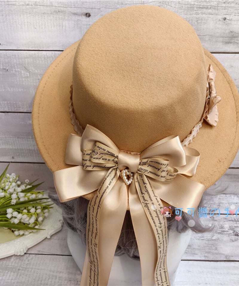 Cocoa フラットトップ リボン ロリィタハット [AC37] | Roses on the