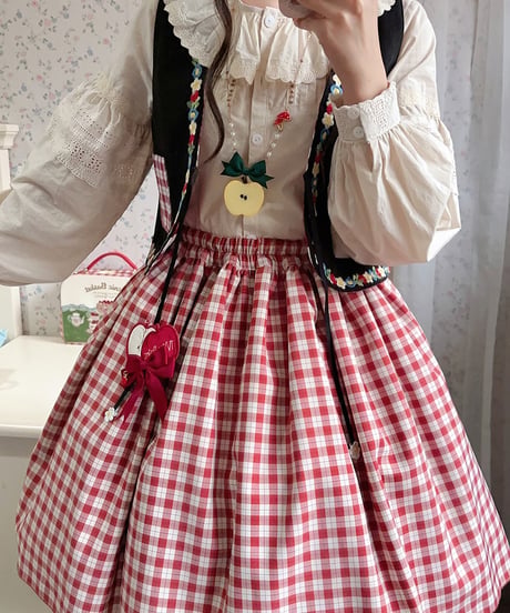 Miss Point りんご園 バイエルン風ロリィタドレス リバーシブルスカート、フリルブラウス、リバーシブルベスト [LO942]