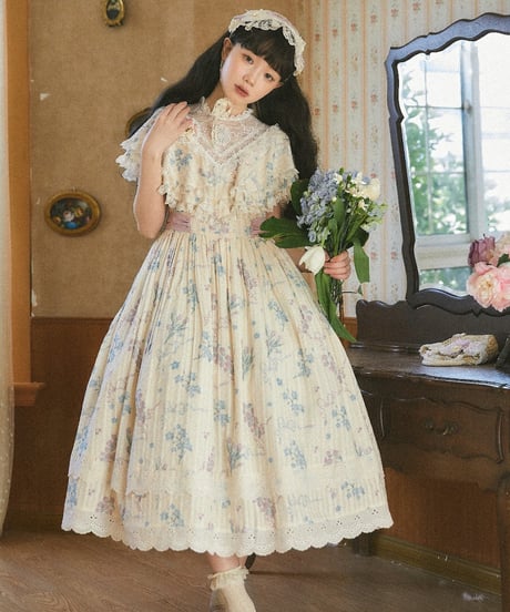 Gloaming 薄暮之海 / about Tulips —チューリップの詩— コットン エドワーディアンドレスSP ワンピース [LO753]