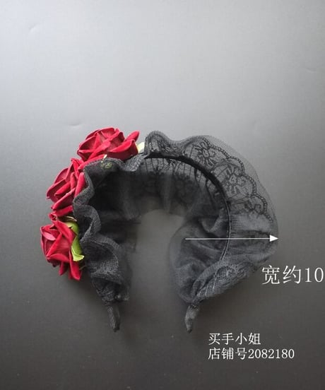 カチューシャタイプ ロリィタ ヘッドドレス 赤薔薇とレース [LO100-9]