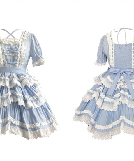海の少女OP 段々レースフリルいっぱい クラシックロリィタドレス ワンピース [LO299]