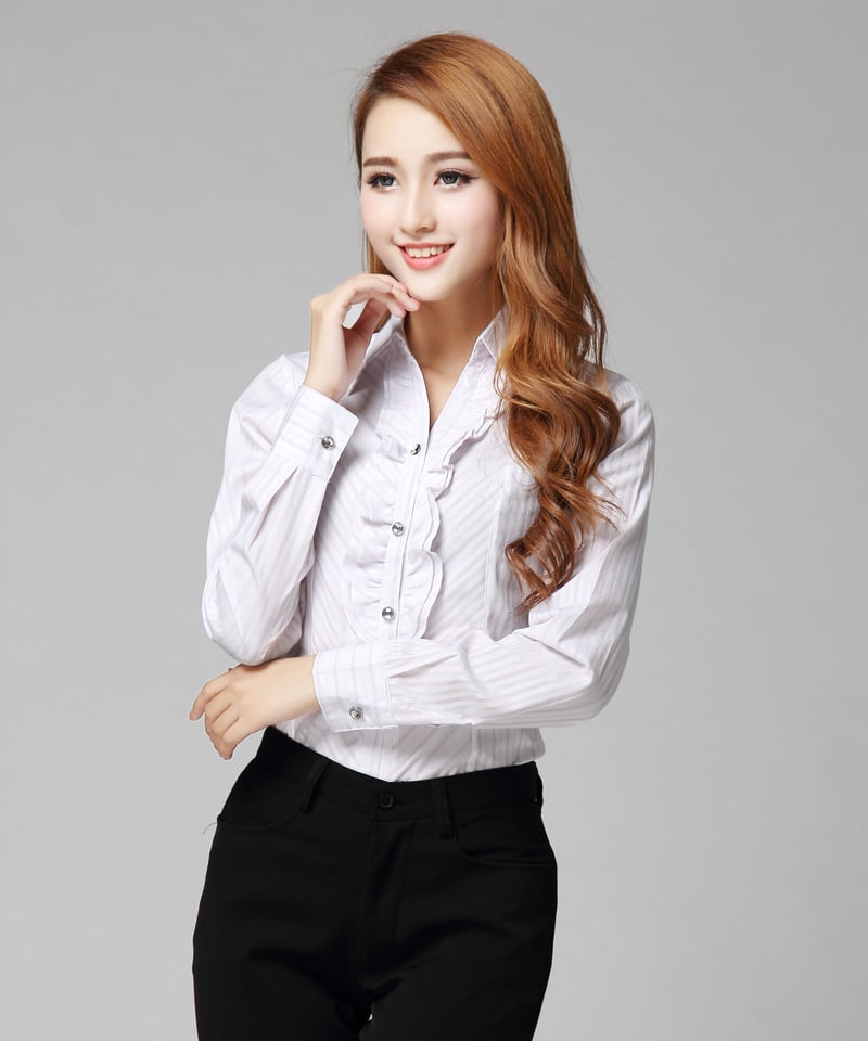 フリル ストライプ 長袖 シャツ ブラウス XXL [BL194] | Roses on th