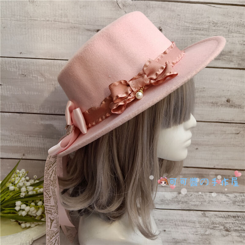 Cocoa フラットトップ リボン ロリィタハット [AC37] | Roses on the