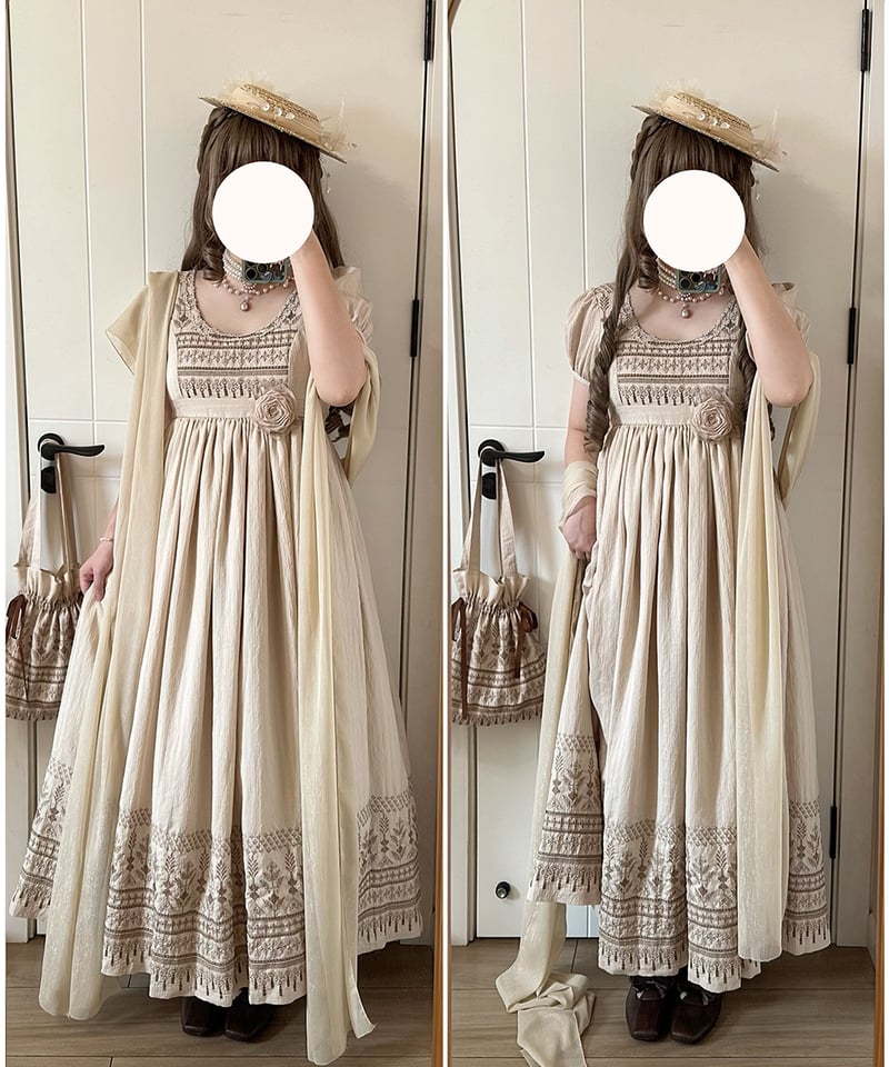 Miss Point / 落陽のヴェール エンパイアスタイルワンピース 日常刺繍