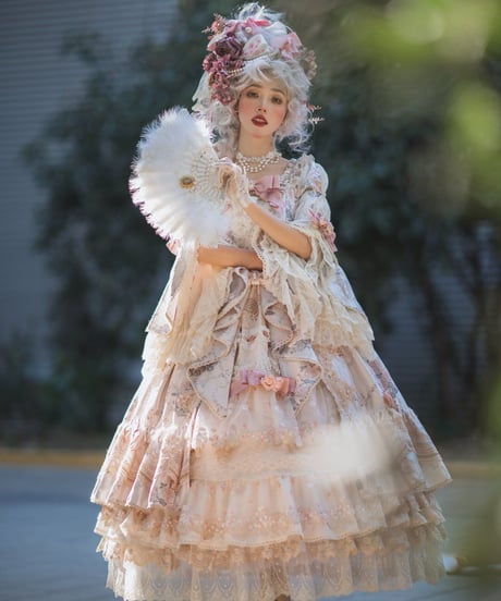 Miss Point エリザベス ロリィタ ドレス ピンク 薔薇花柄ワンピース full set[LO222]