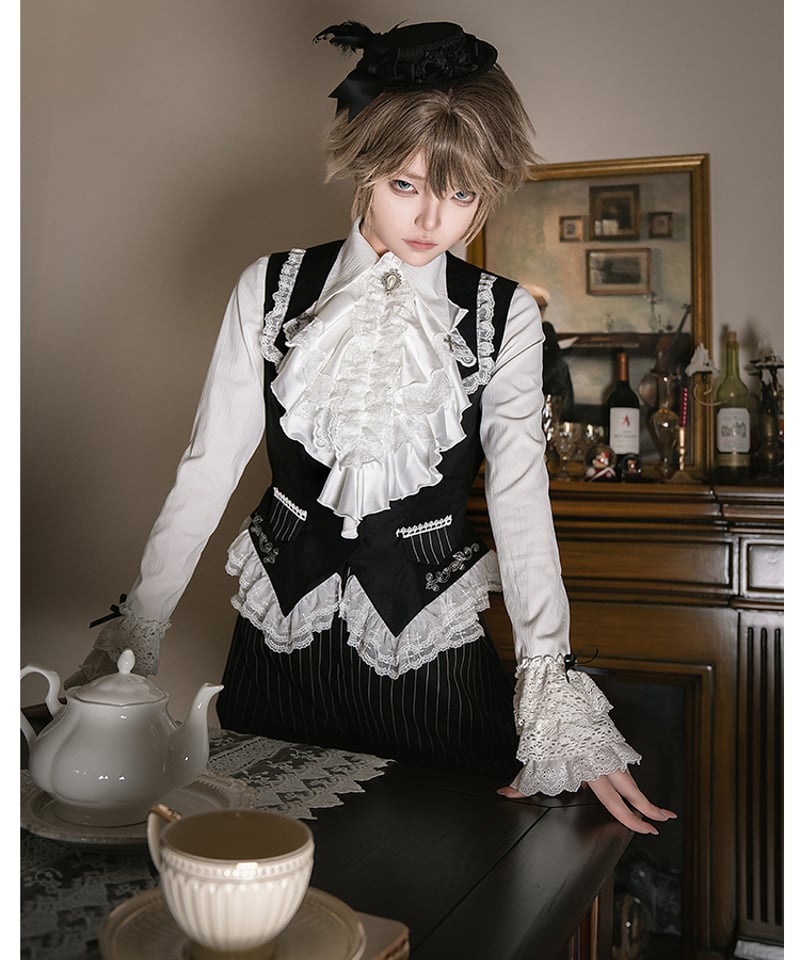with PUJI / 夜宴 メイド服、王子系 ロリィタドレス [LO1018 with PUJI / 夜宴 メイド服、王子系 ロリィタドレス [LO1018