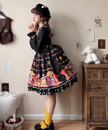 Miss Cube きのこの妖精 ロリィタドレス 長袖ワンピース  [LO939]
