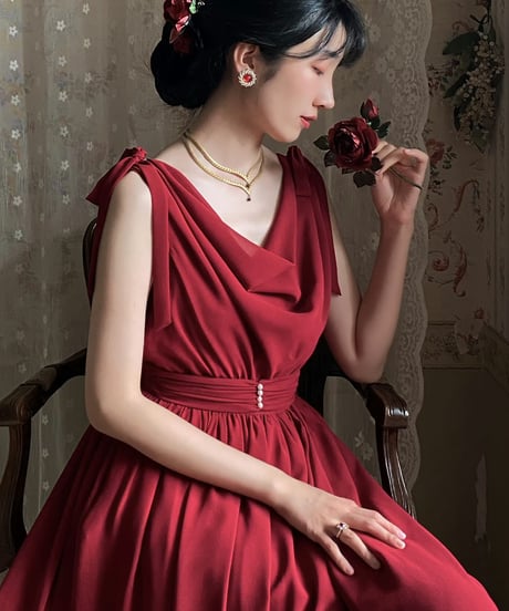 Miss Cube / 油画集 無地スイングカラー JSK、フライングスリーブJSK [LO1069]