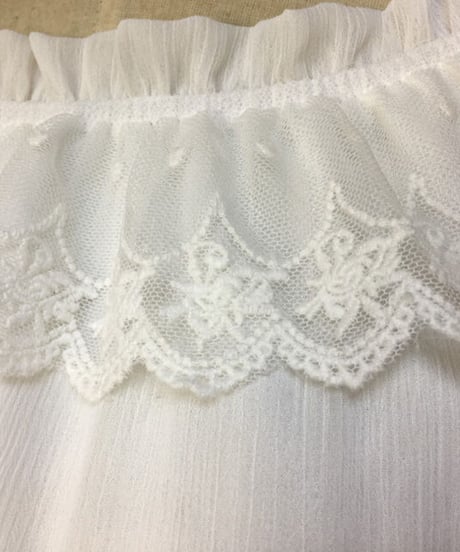 シフォン レース ラウンドネック 姫袖 ロリィタインナーブラウス [LO557]