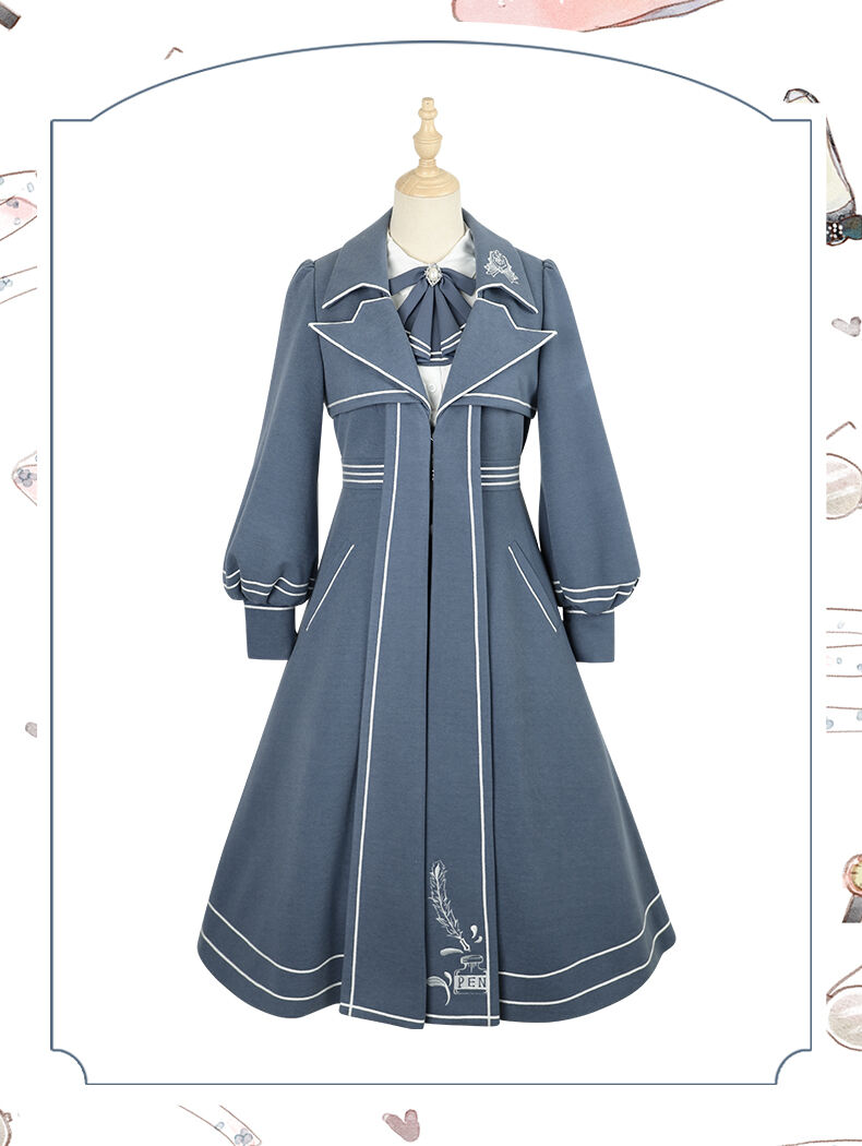 【手紙と詩♡シシィの巡礼】ロリータsk ロングスカート　お嬢様 7点セット フラワーテープ刺繍オーガンジースカート(ミモレ丈スカート