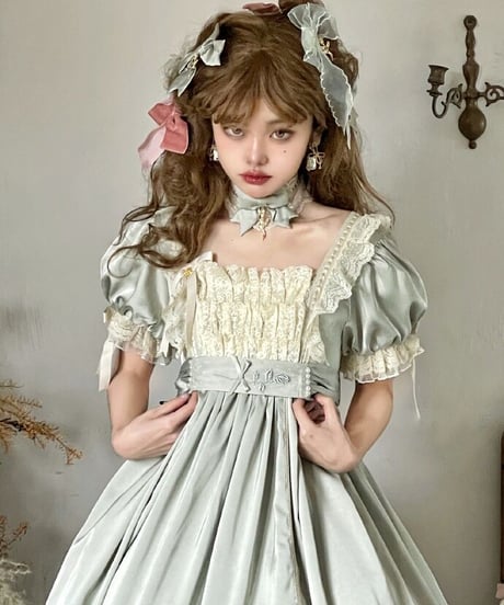 DreamDoll フラワーノート ロリィタドレス サテンリボン・チョーカー・ブローチ [LO293]