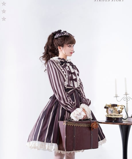 Bramble Rose / Stripes Story ロリィタ ワンピース full set [LO929]