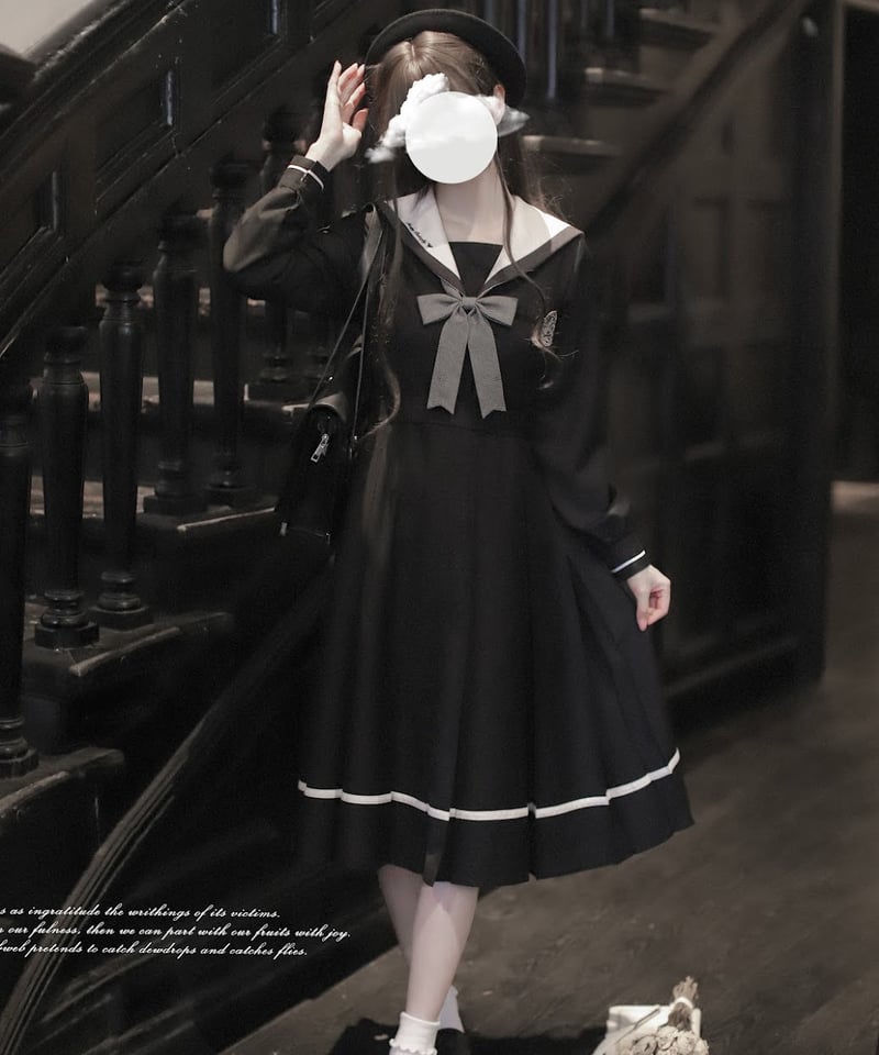 胡桃木JK / 蝶の詩 セーラーワンピース [LO1489] | Roses on the R