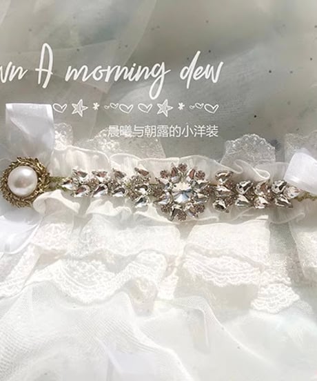Dawn & Morning Dew Lolita / 朝露の花嫁 クラシックロリィタ アクセサリー （サックス、ピンク、白） [LO917]