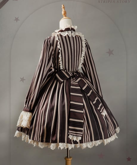 Bramble Rose / Stripes Story ロリィタ ワンピース full set [LO929]
