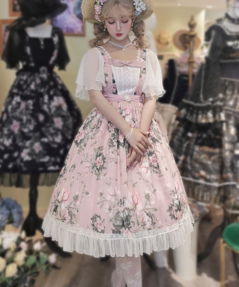 レストローズ ワンピース ラトータリテ ボレロ レストローズ L'EST ROSE ワンピース フレア ミニ ベロア 花柄 レース