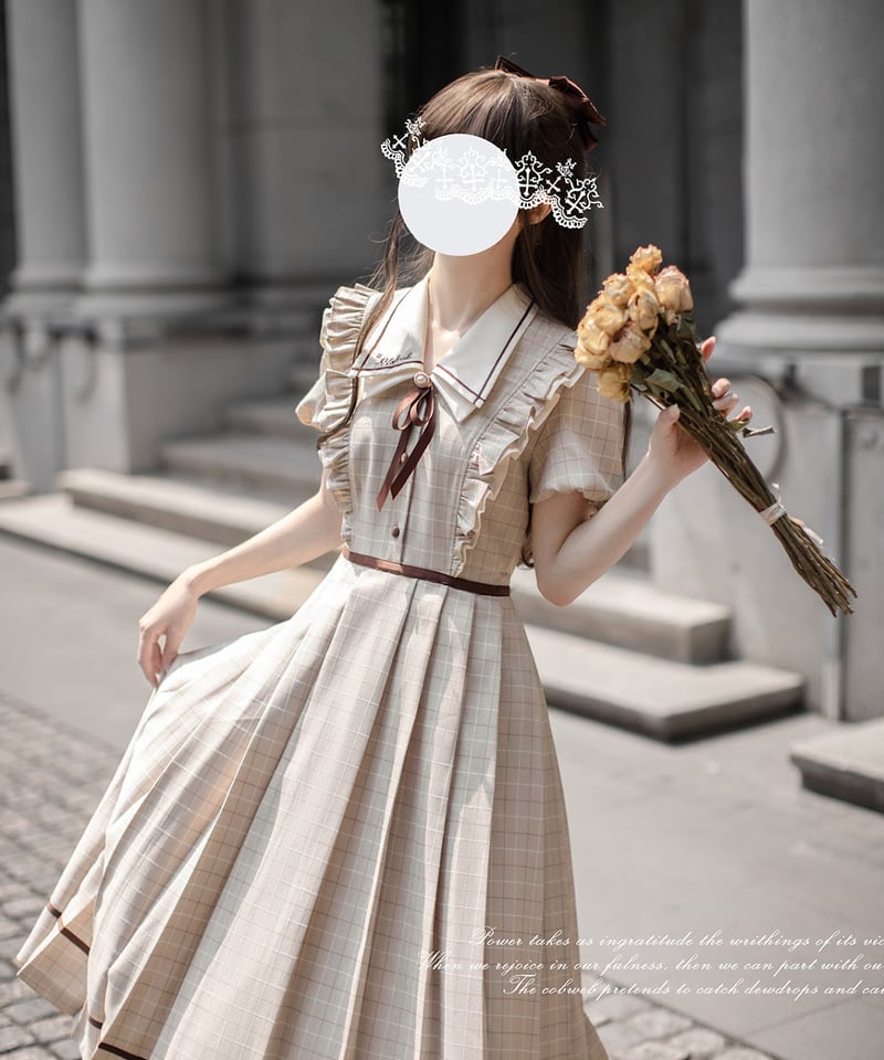 胡桃木JK / ベディ カレッジスタイル レトロ エレガントワンピース