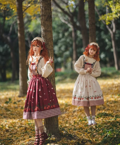 Miss Point りんご園 バイエルン風ロリィタドレス 胸当て付き吊スカート  [LO942]