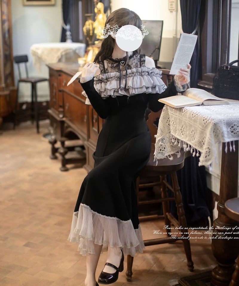 胡桃木JK / 夜櫻 フィッシュテイルワンピース [LO1479] | Roses on th