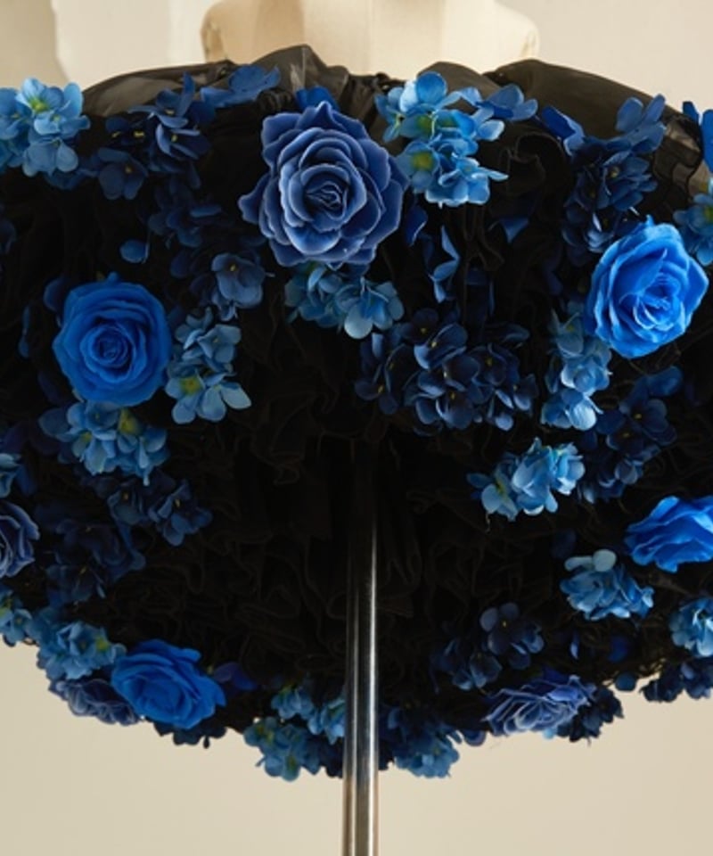 蒼*夢様 フラワーパニエ ベースブラック×花ダークパープル 45cm 蒼*夢