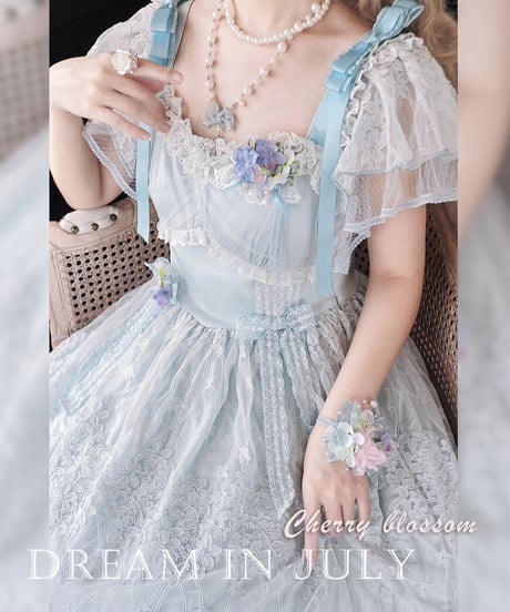 Dream in July チェリーブロッサム 刺繍フライングスリーブ JSK [LO533]