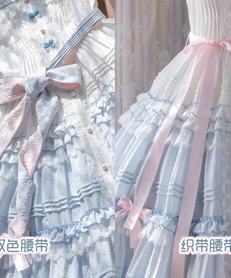polyhymnia ターシャの庭 クラシック ロリィタ ブルーｘピンクグラデーション フライングスリーブJSK②  [LO634]