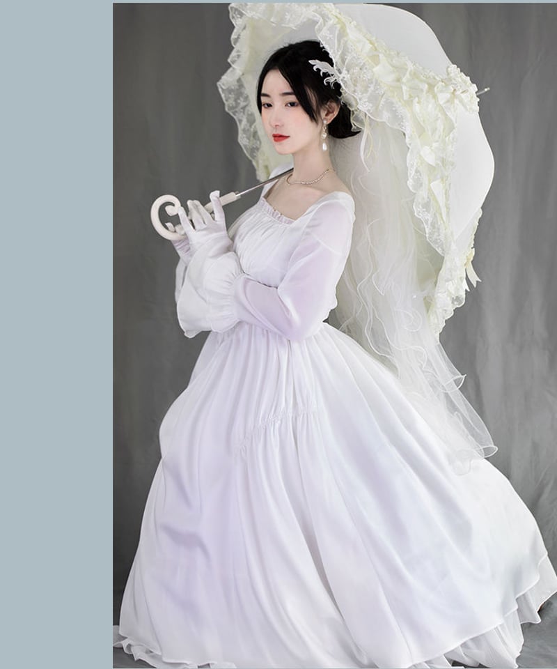 ホワイト クラシック ロリィタ ドレス ワンピース 純白礼賛OP L [LO98