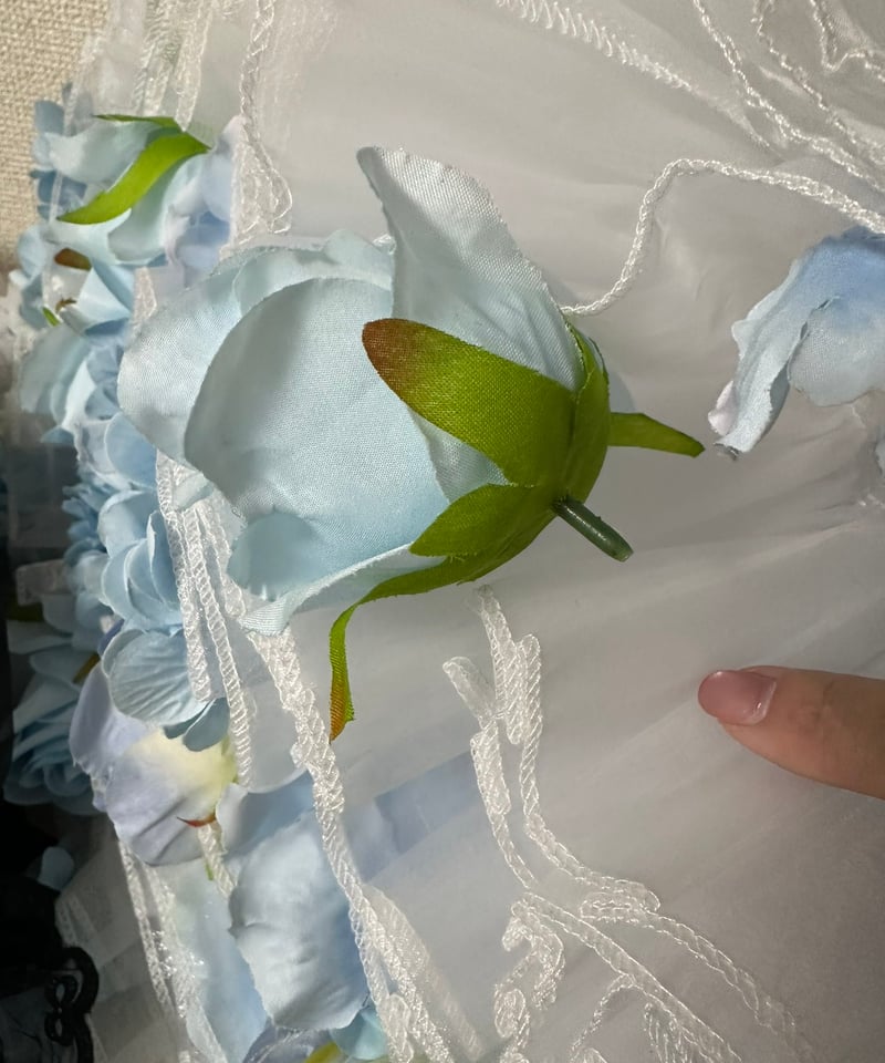 花パニエ 花咲くパニエ 白x青 45cm レディース