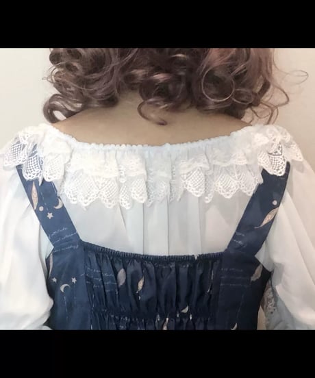 シフォン レース ラウンドネック 姫袖 ロリィタインナーブラウス [LO557]