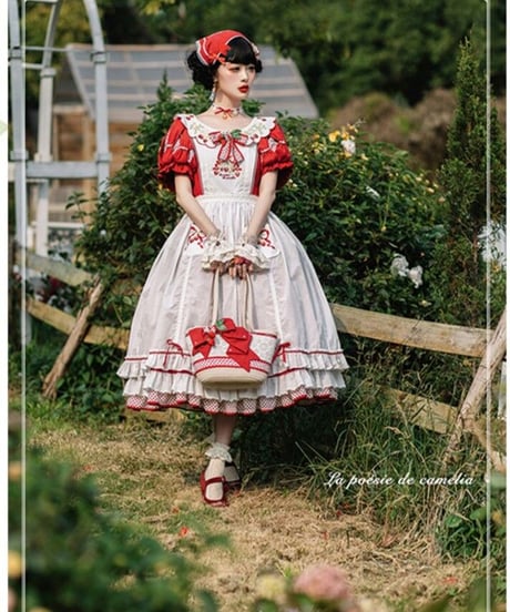 la poésie de camélia いちご 刺繍ロリィタ リボンバッグ[LO474]