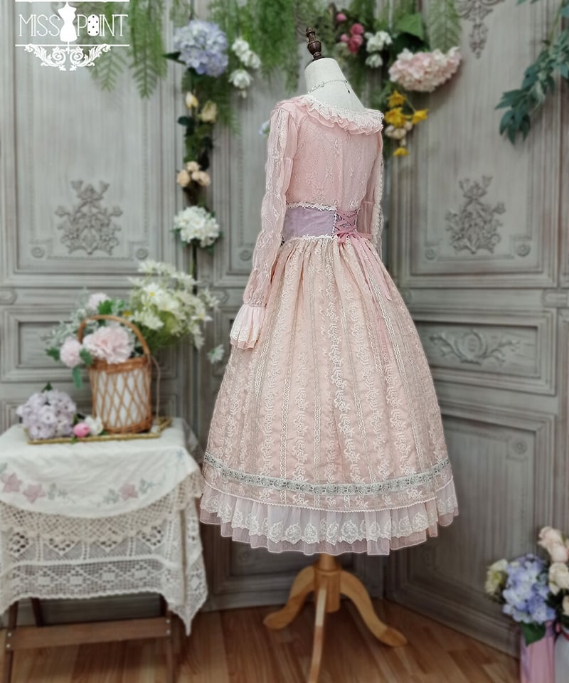 MISS POINT ロリータドレス ピンク×生成 Mサイズ Miss Point 木香薔薇 2.0 花柄 ロング ロリィタドレス JSK